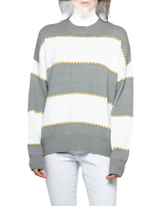 Two-tone Striped Crewneck Sweater