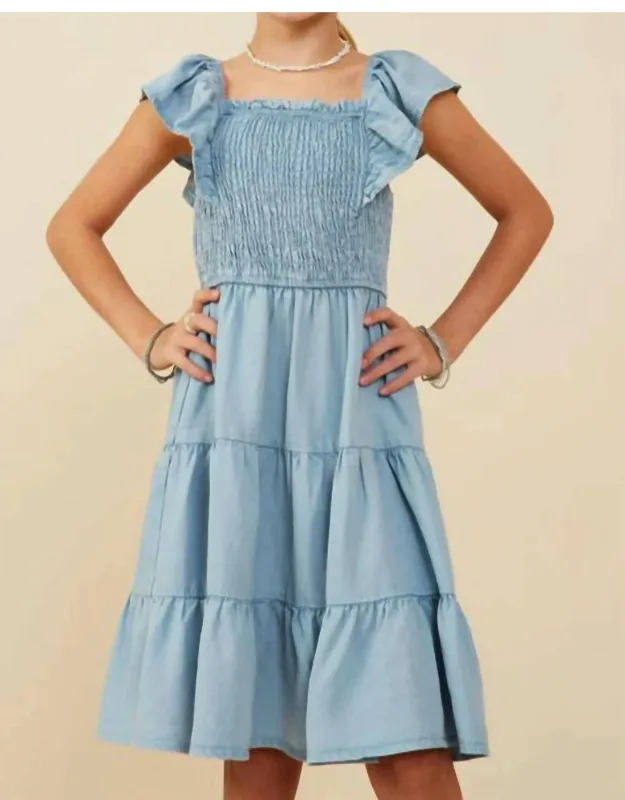 Smocked Detail Ruffled Dress
