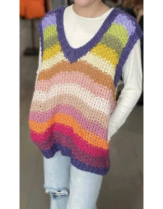 Striped Knit Sweater Vest
