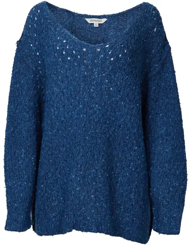 Open-knit V-neck Jumper