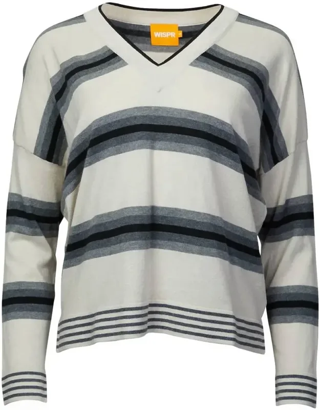 Gradient Striped V-neck Jumper