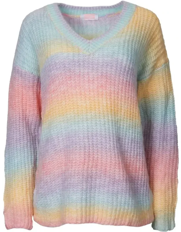 V-neck Rainbow Sweater