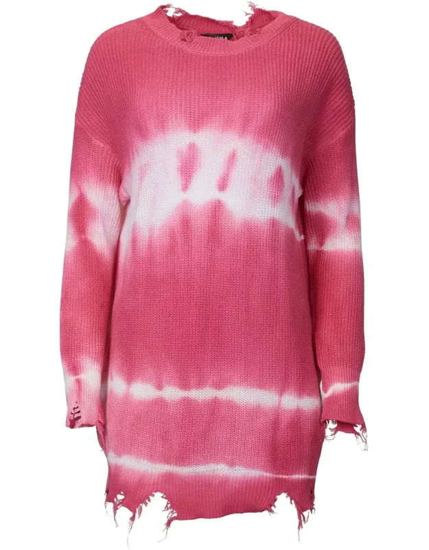 Distressed Tie-dye Cotton Sweater