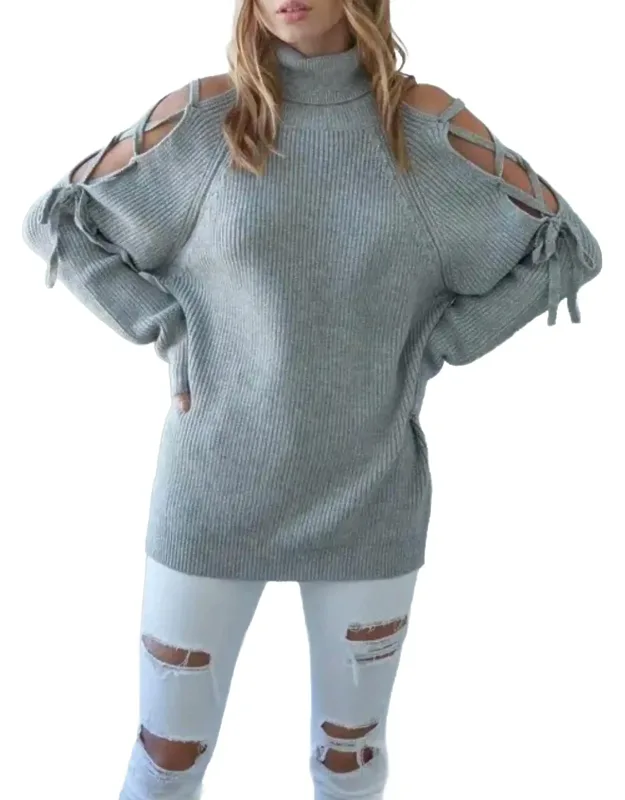 Lace-up Shoulder Sweater