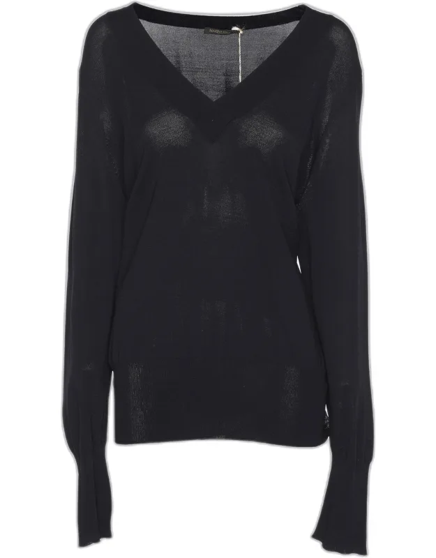 Stretch Knit V Neck Sweater