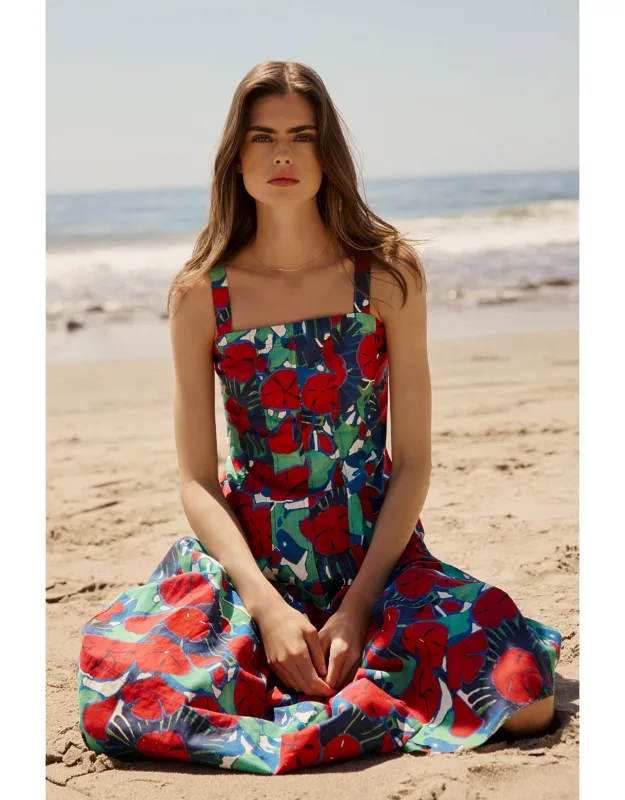 Dixon Dress With Stitched Down Box Pleats And Adjustable Straps
