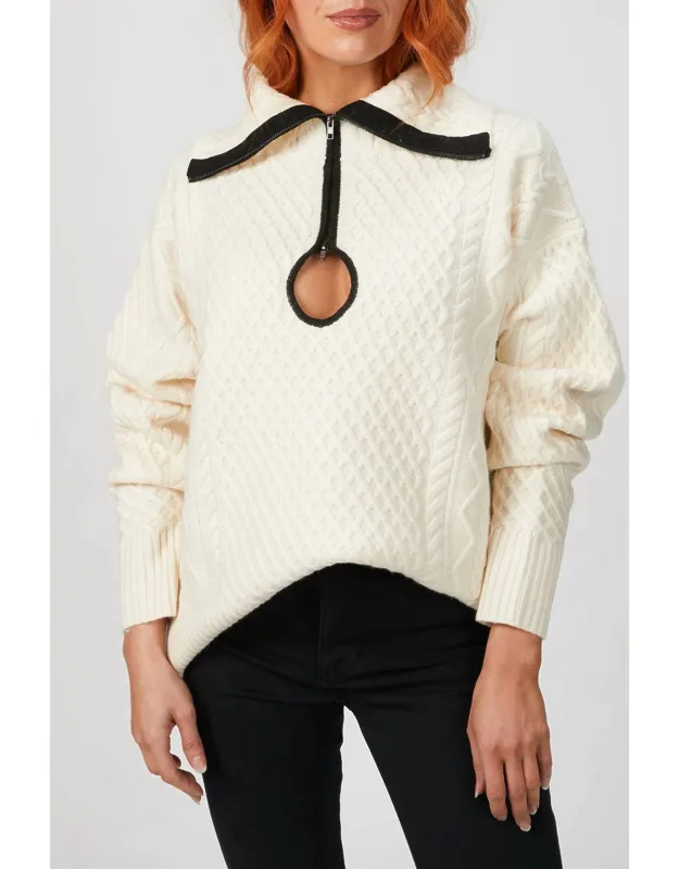 Cable Knit Key Hole Sweater