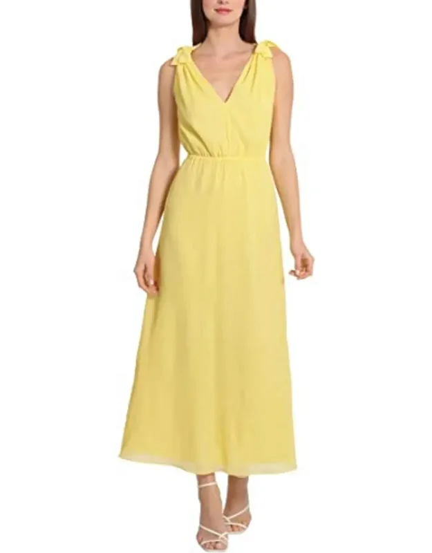 Bow Tie Strap Accordion Midi Dress