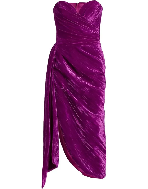 Draped Velvet Midi Dress
