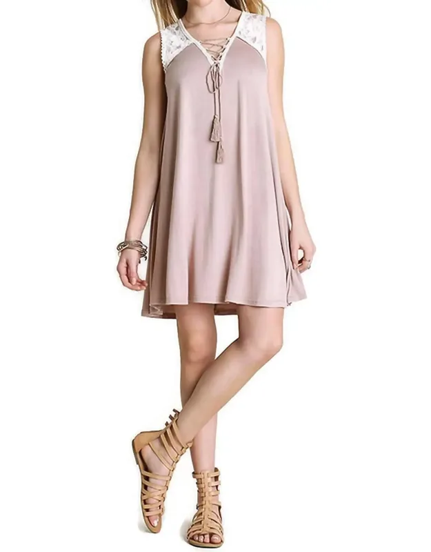 Lace Up Tassel Tie Dress