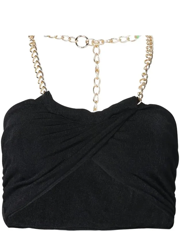 Chain-embellished Halterneck Top