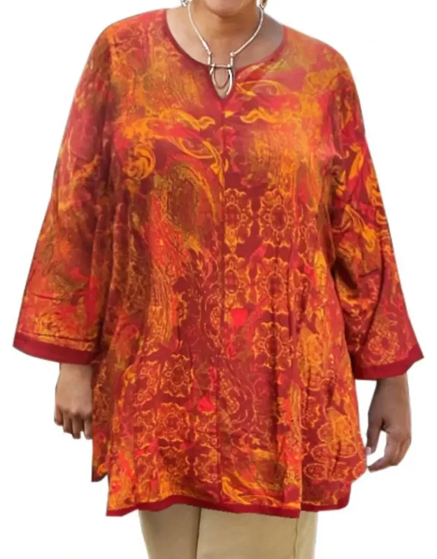 Notched V-neck Tunic