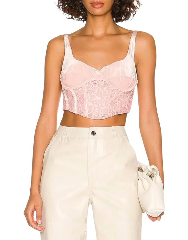 Velvet Ribbed Corset Top