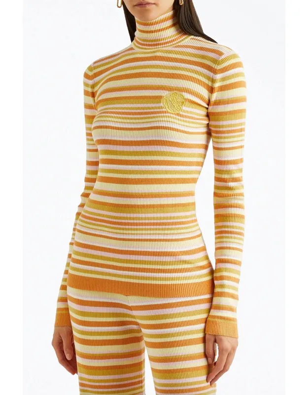 Ribbed-knit Turtleneck Top