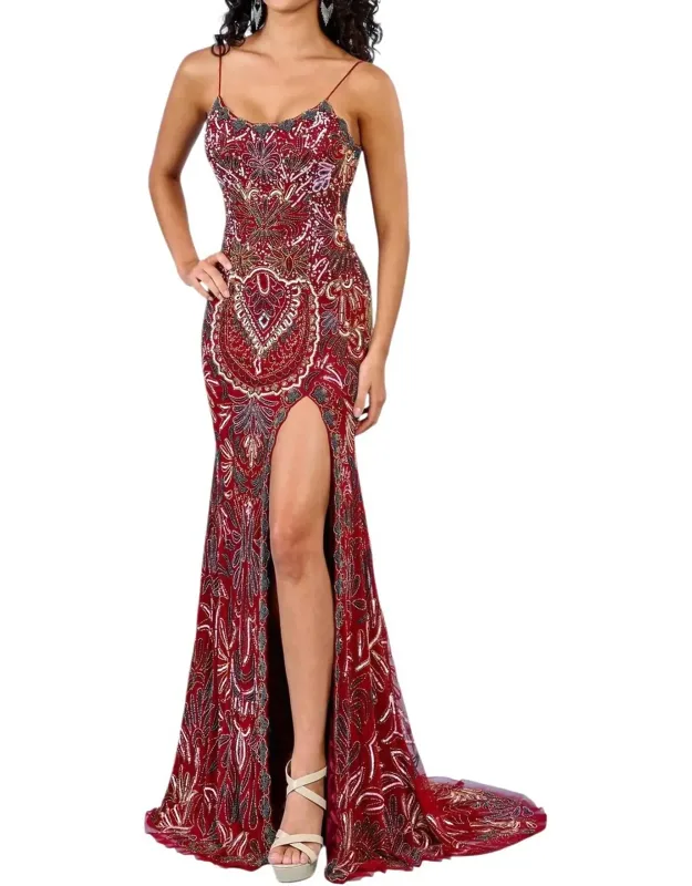 Fully Beaded Tulle Prom Dress