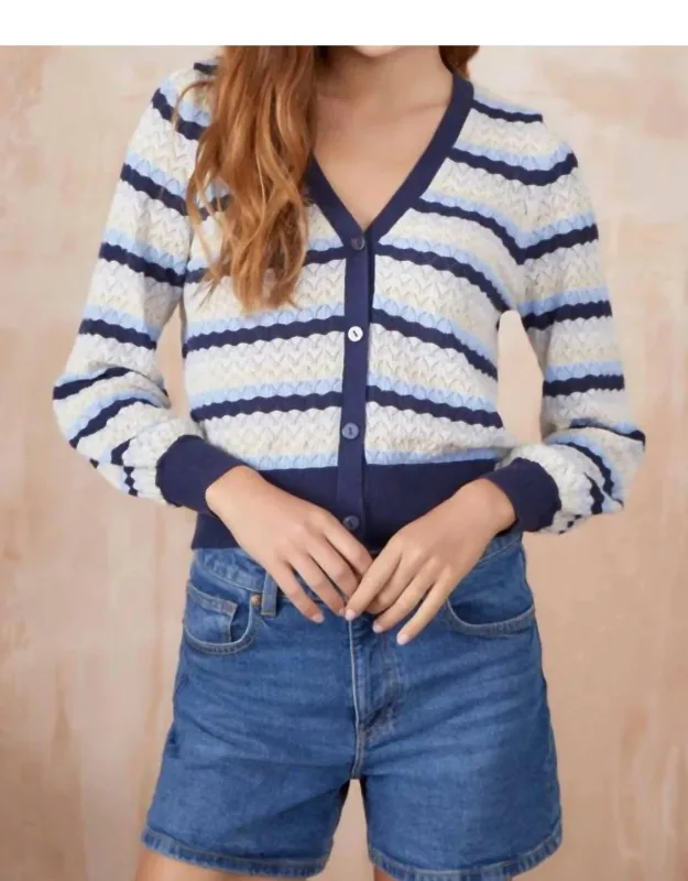 Pointelle Stripe Cardigan