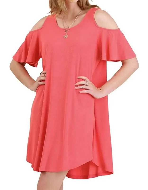 Cold Shoulder Butterfly Sleeve Dress