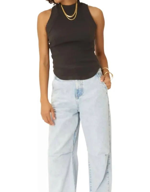 Garner Mixed Sweater Rib Mock Neck Tank