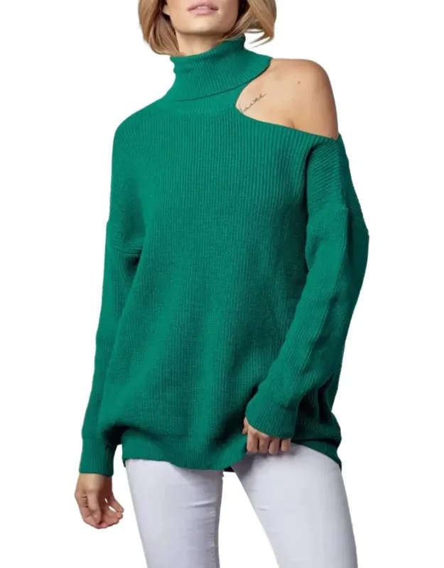 Shoulder-baring Turtleneck Sweater