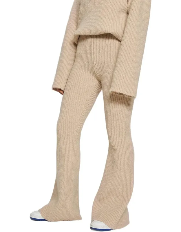 Ribbed-knit Straight-leg Pants