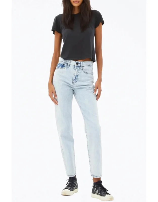 Leather Pocket High-rise Tapered Jeans