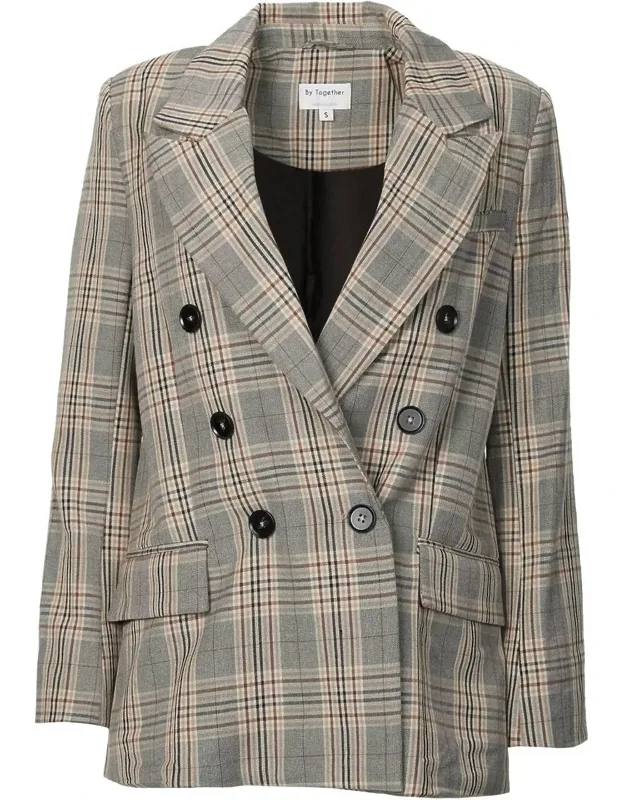 Checked Double-breasted Blazer