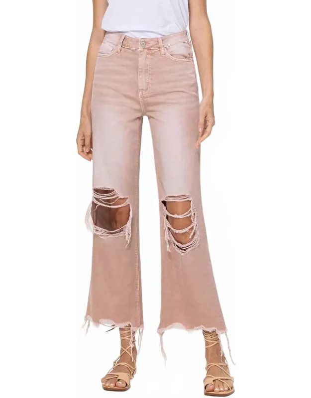 90's Vintage Super High Rise Crop Deconstructed Flare Jeans
