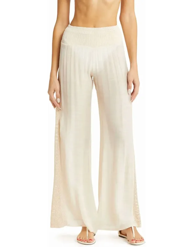Crochet Trim Wide Leg Cover-up Pants
