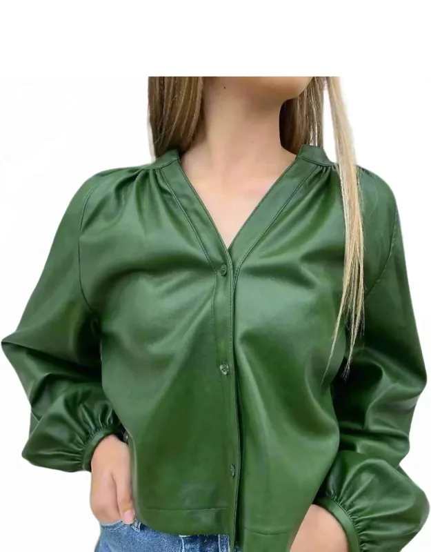Harper Leather Button-down Top