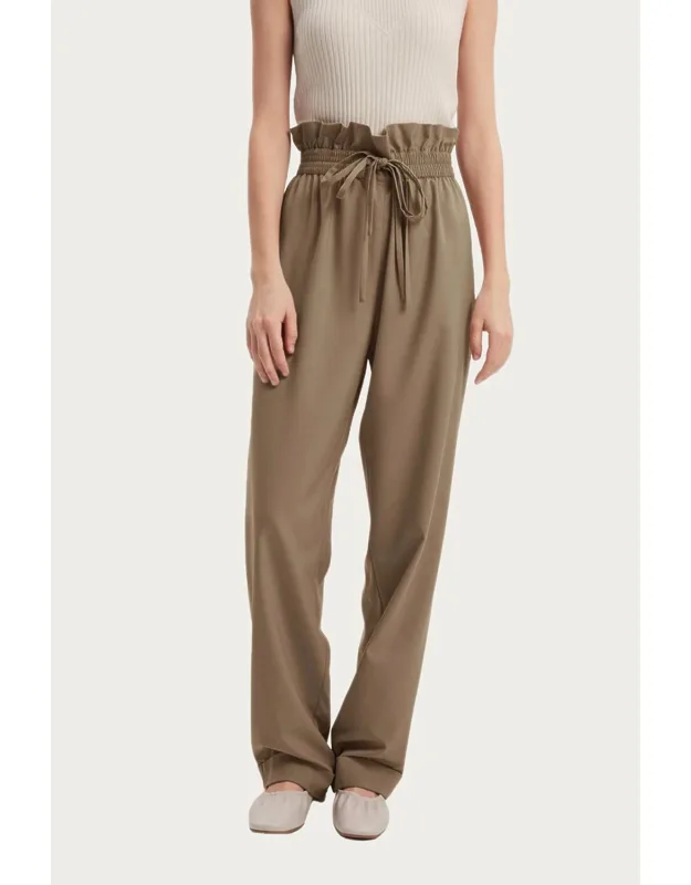 High-rise Straight Wool-blend Pants