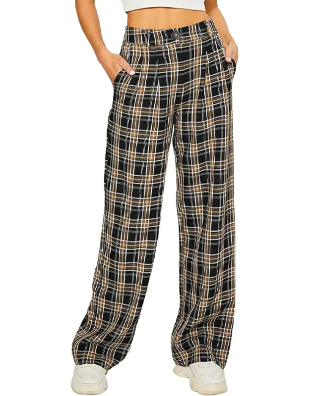 Checked Cotton-blend Twill Wide-leg Pants