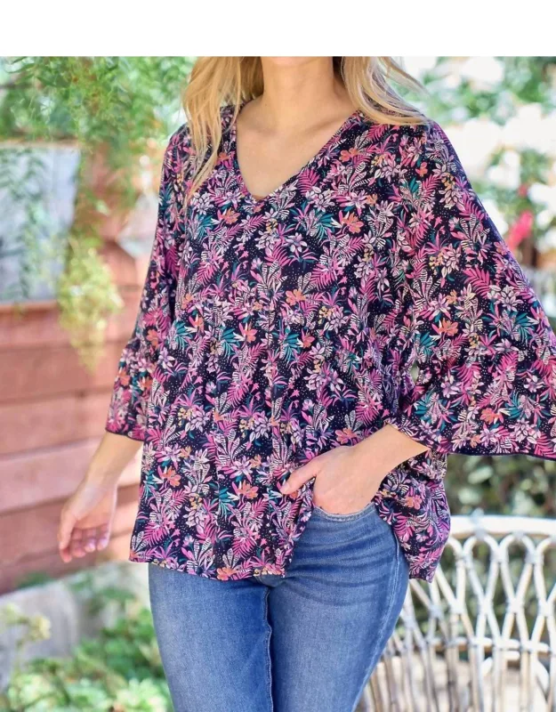 Floral Babydoll Bell Sleeve Top