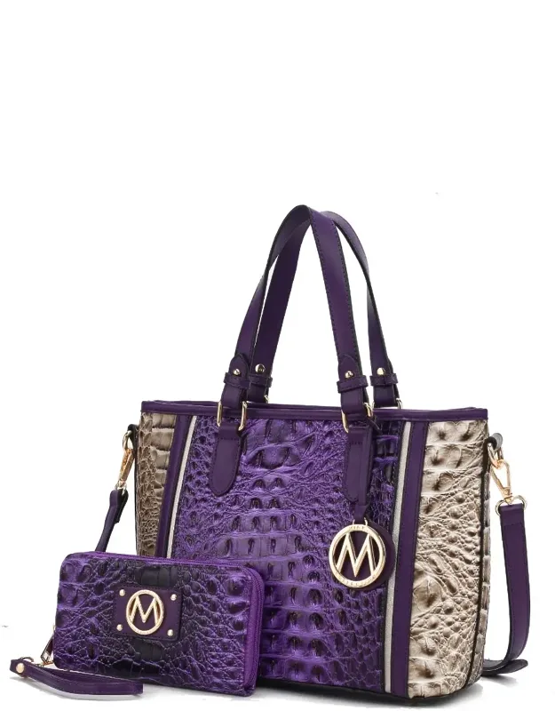Lizza Croco Embossed Tote Handbag