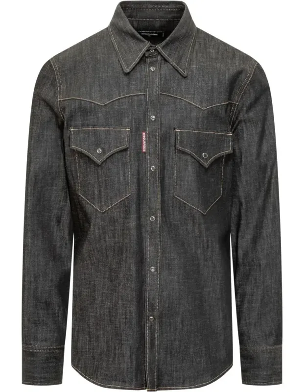 Dsquared2 Shirt With Contrast Stitching And Two Flap Pockets