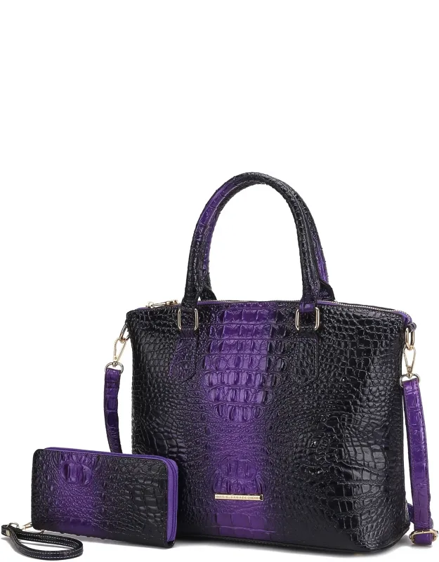 Liora Tote Handbag Croc-embossed