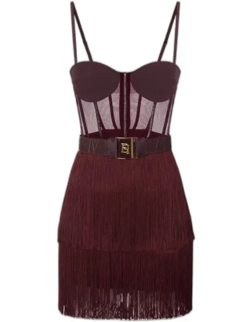 Dress With Double Flounce Skirt And Vinyl Details