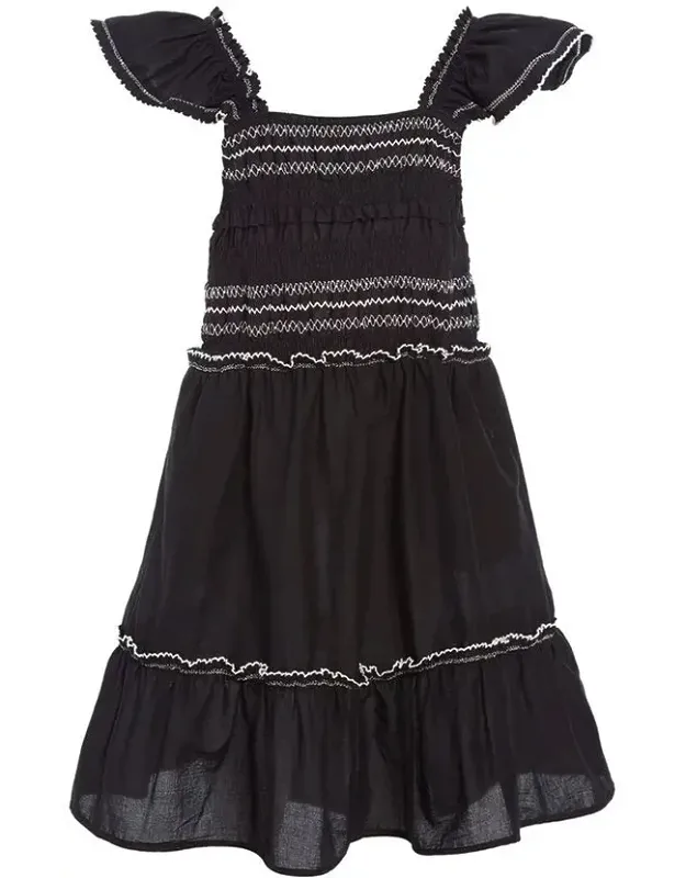 Mable Cambric Flutter Sleeve Smocked Dress