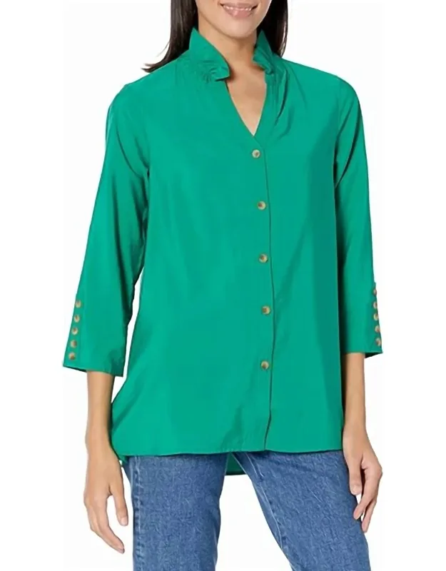 Y-neck Crinkle Woven Blouse