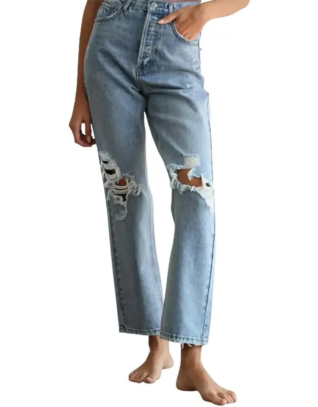 Distressed Straight-leg Jeans