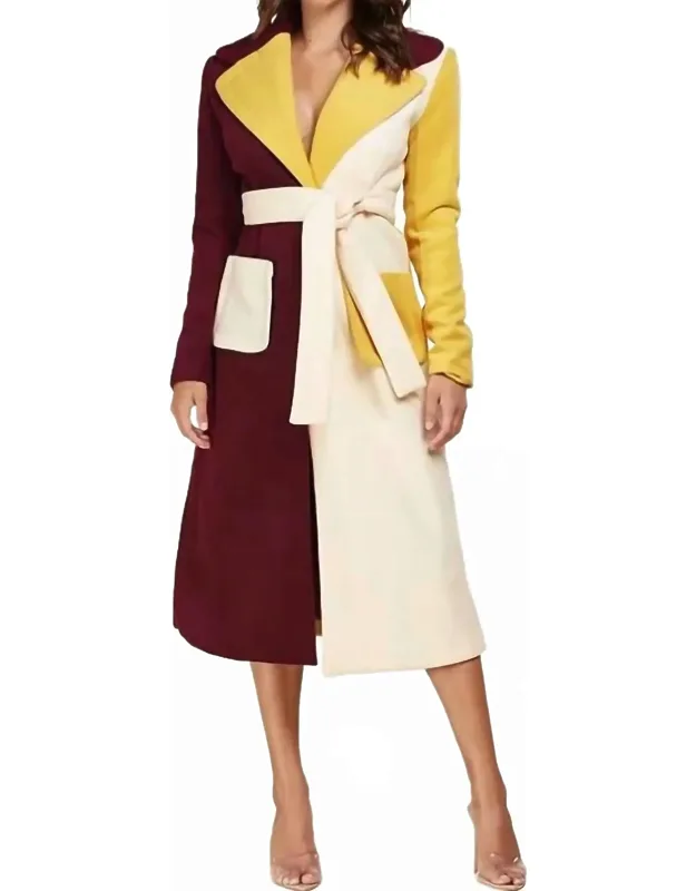 Colorblock Soft Wool Long Coat
