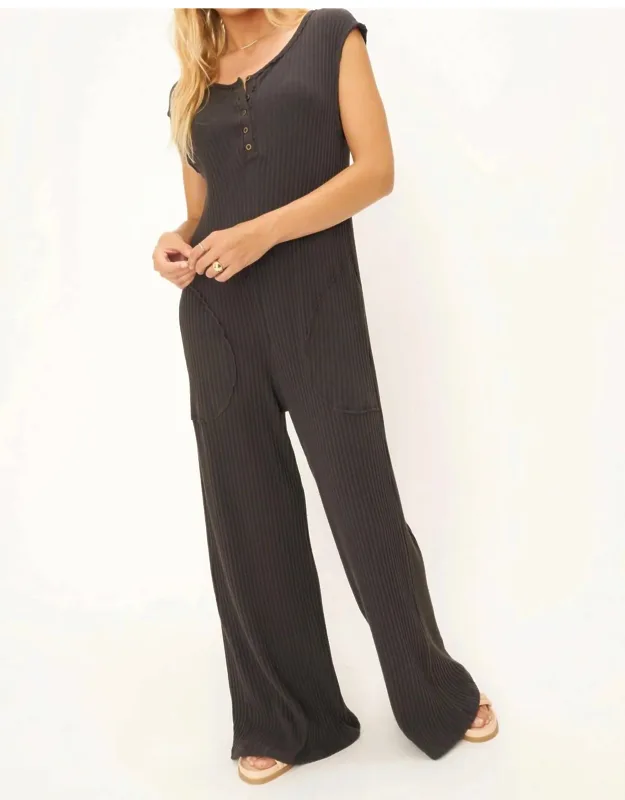 Frida Henley Sweater Rib Jumpsuit