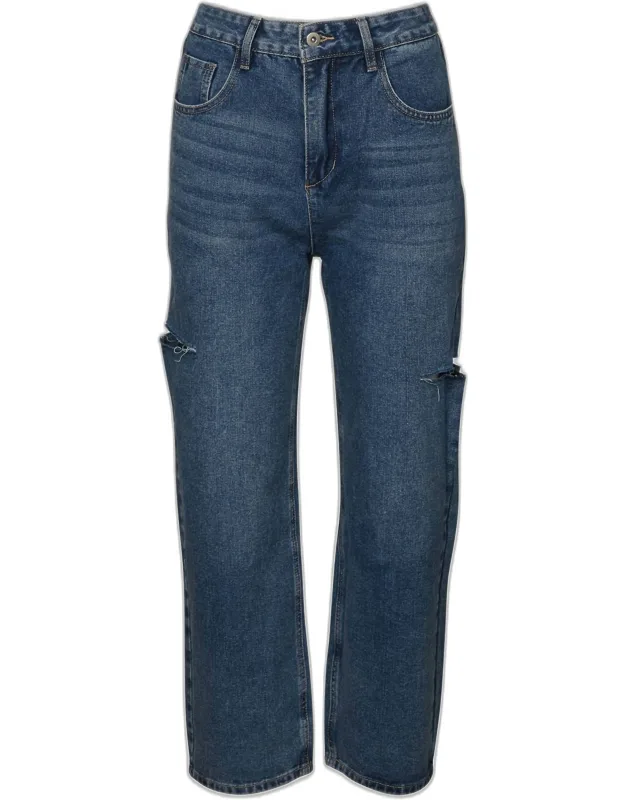 Cutout High-rise Straight-leg Jeans