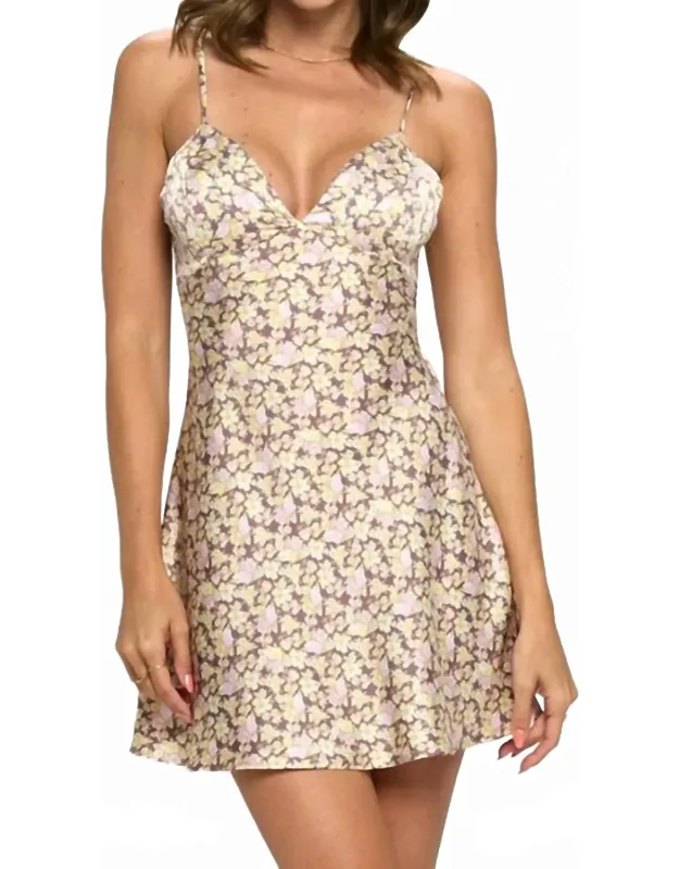 Country Meadow Stroll Slip Satin Mini Dress