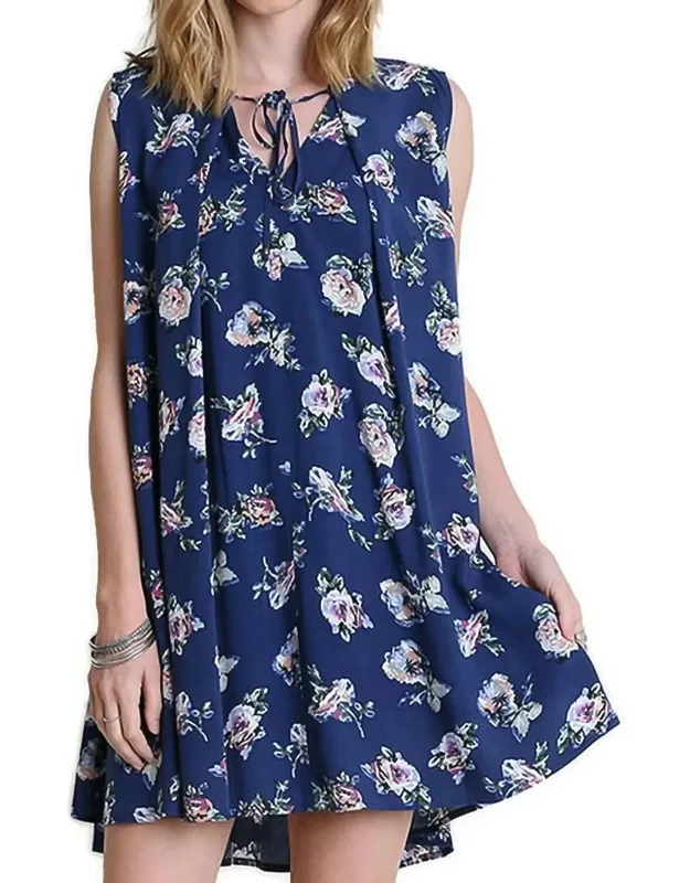 Floral Keyhole Sleeveless Dress