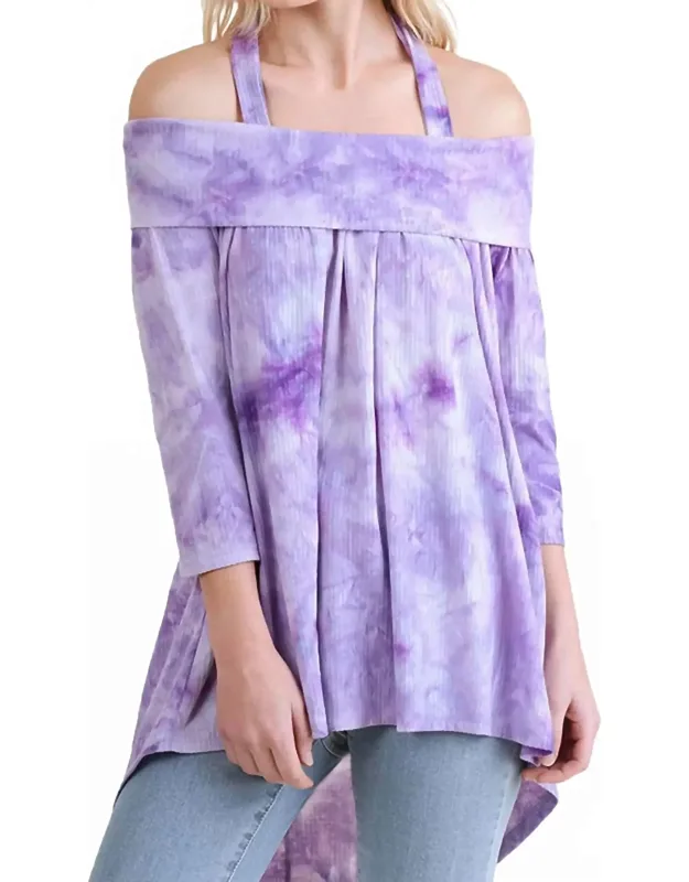 Tie Dye Off The Shoulder High Low Tunic