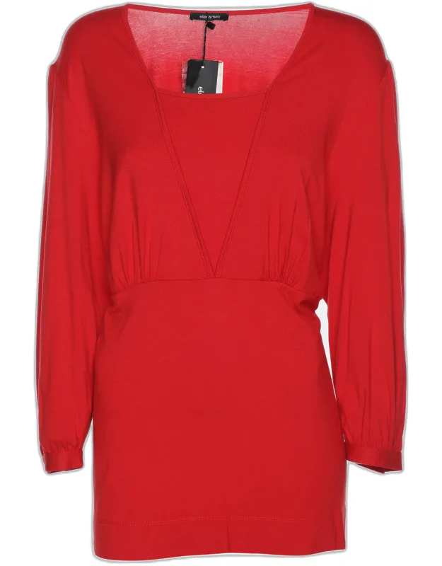 Jersey V Neck 3/4 Sleeve Blouse