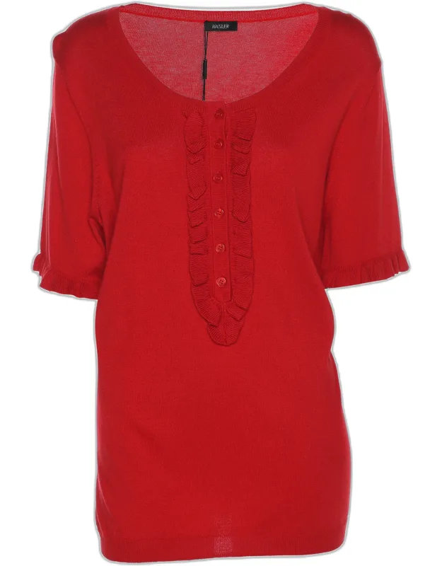 Stretch Knit Ruffle Detail Top