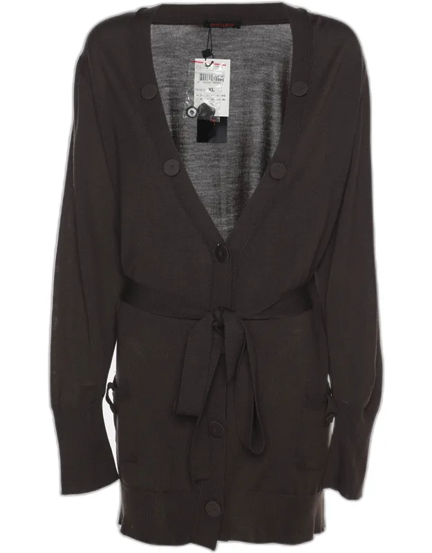 Stretch Knit Belted Cardigan