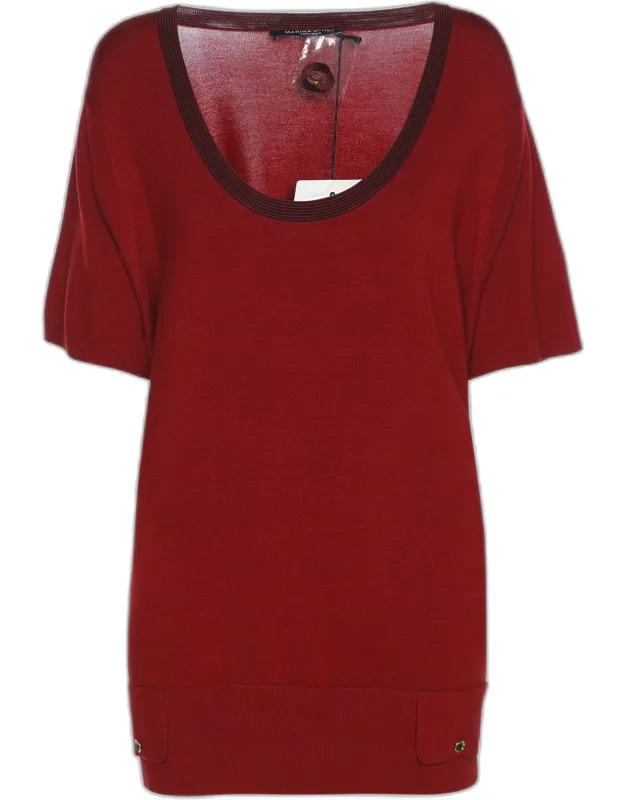 Stretch Knit Scoop Neck Short Sleeve Sweater