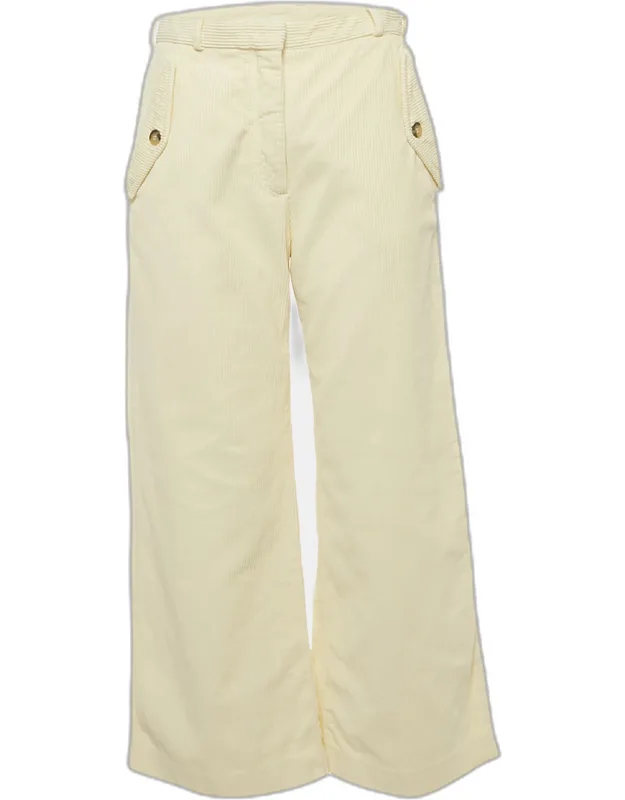Cream Corduroy Straight Leg Jeans
